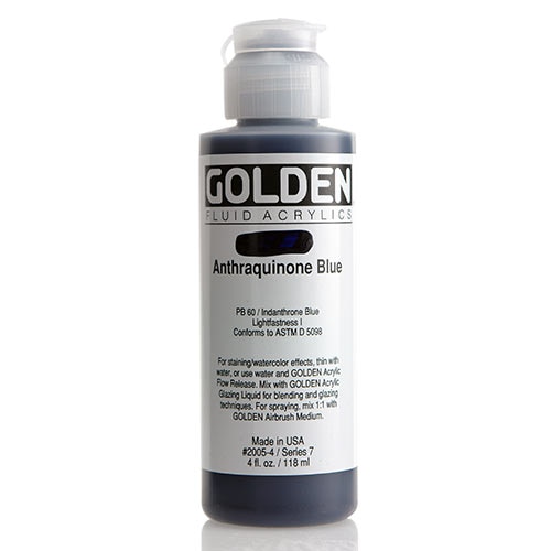 Golden, Fluid Acrylic, Paint, 4oz, Anthraquinone Blue